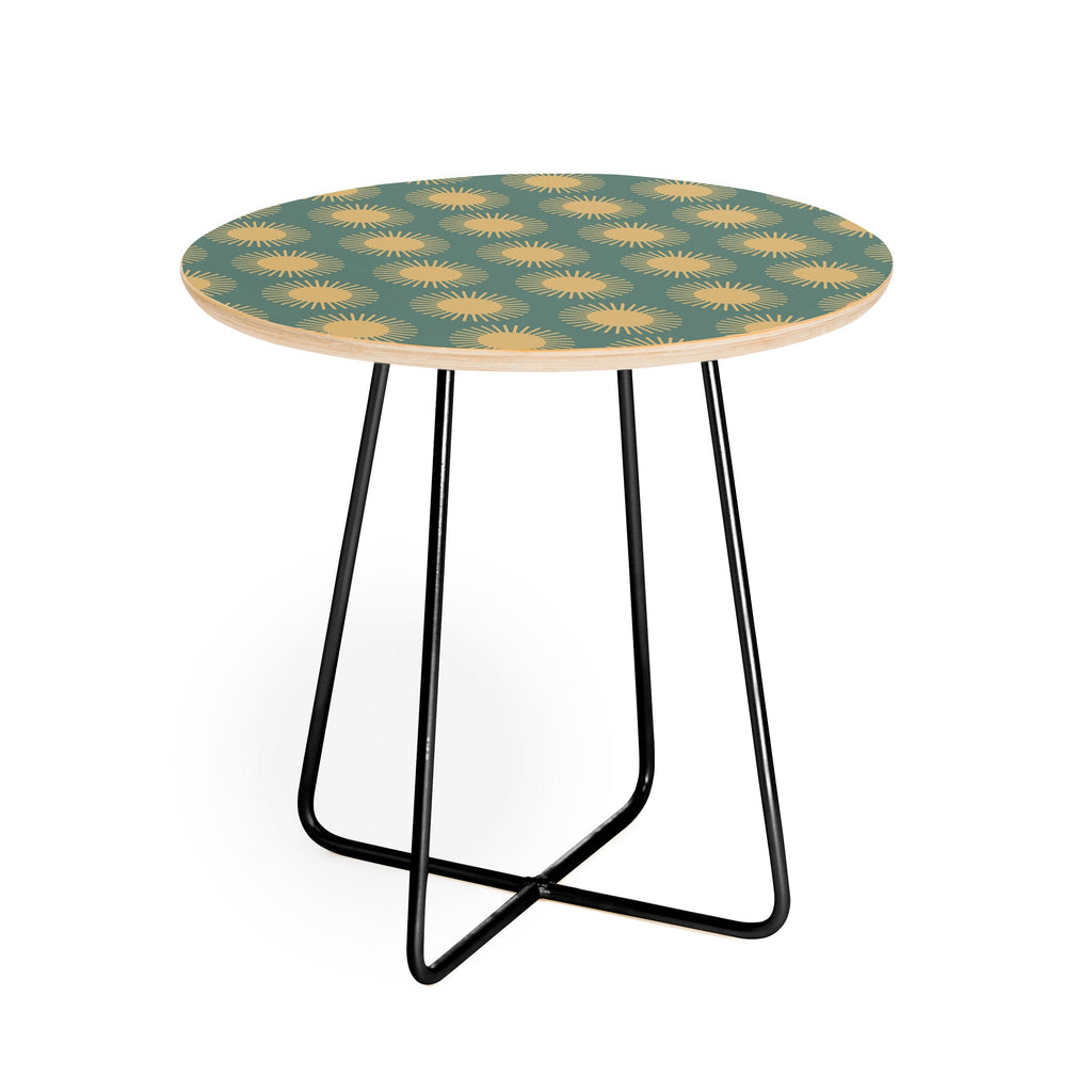 Colour Poems Cheerful Sun Pattern Sage Round Side Table