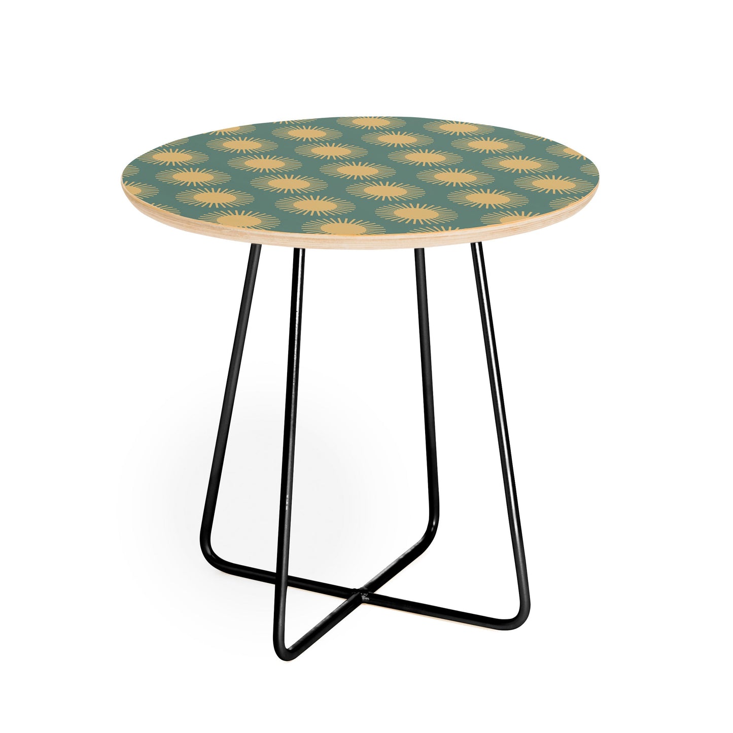 Colour Poems Cheerful Sun Pattern Sage Round Side Table