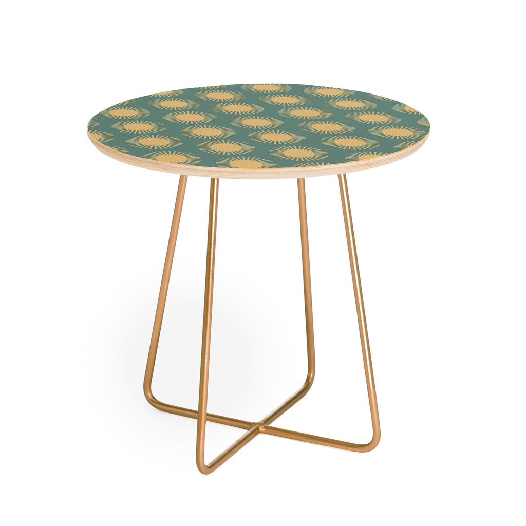 Colour Poems Cheerful Sun Pattern Sage Round Side Table