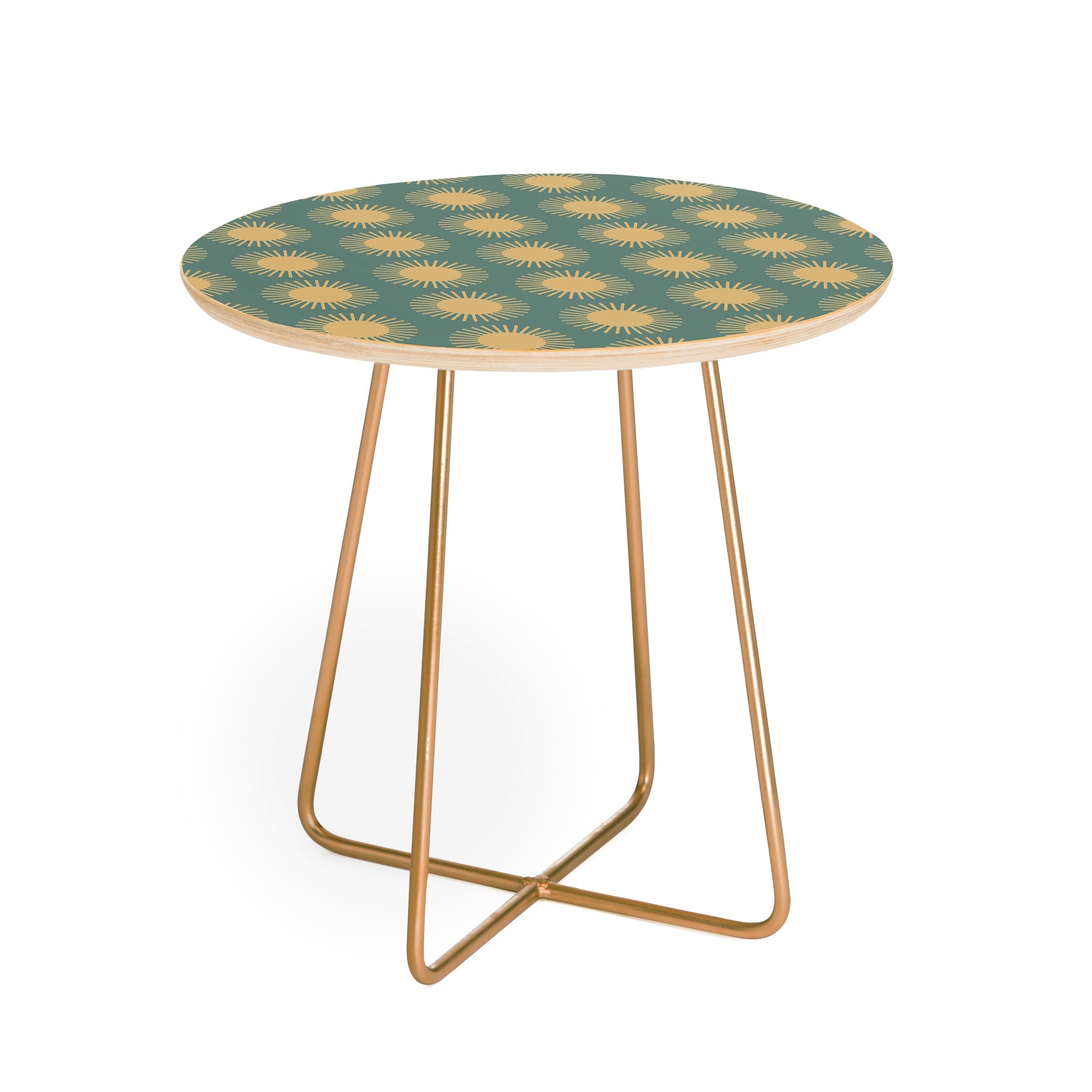 Colour Poems Cheerful Sun Pattern Sage Round Side Table
