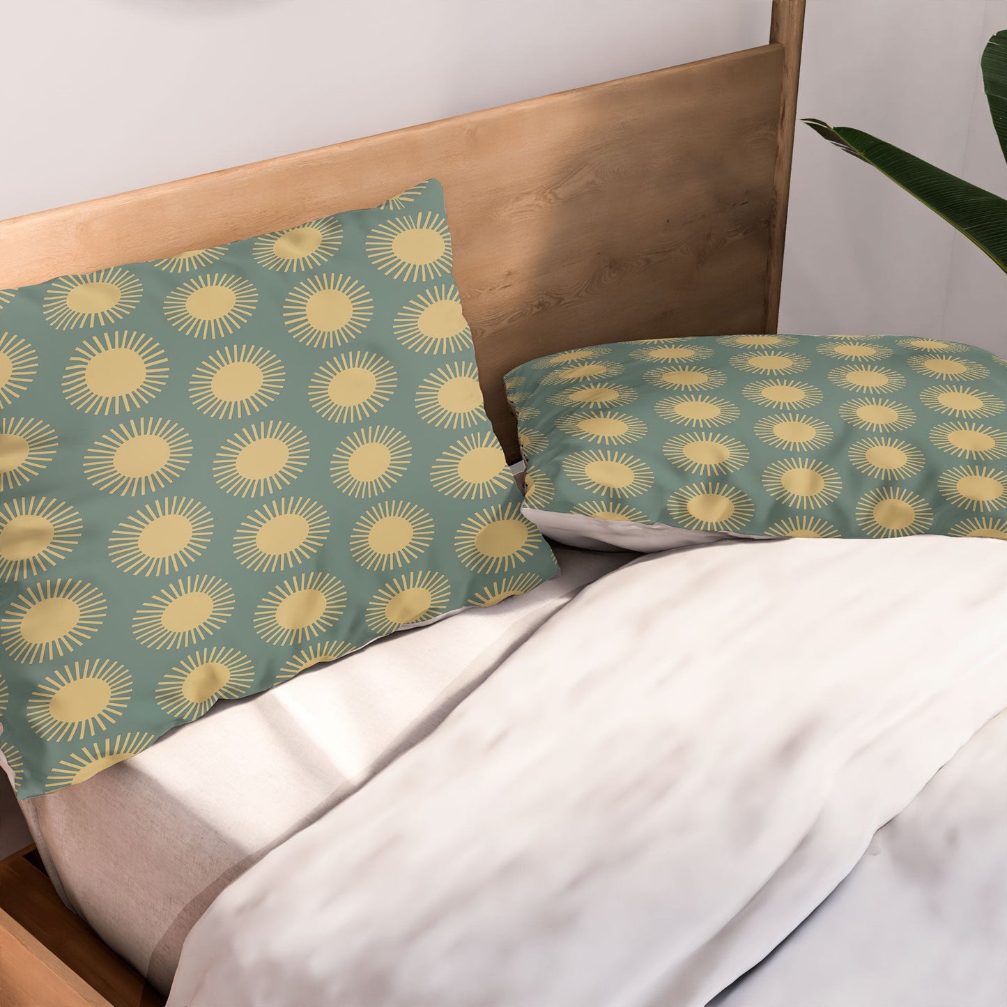 Colour Poems Cheerful Sun Pattern Sage Pillow Shams