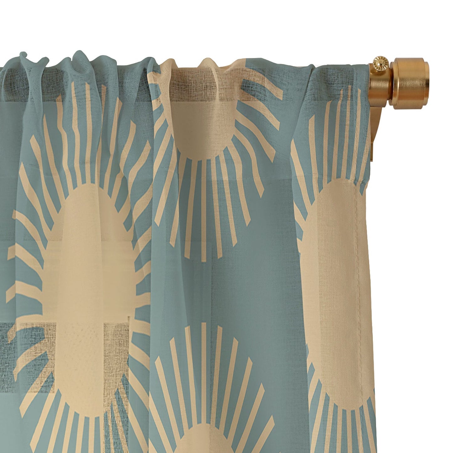 Colour Poems Cheerful Sun Pattern Sage Sheer Window Curtain