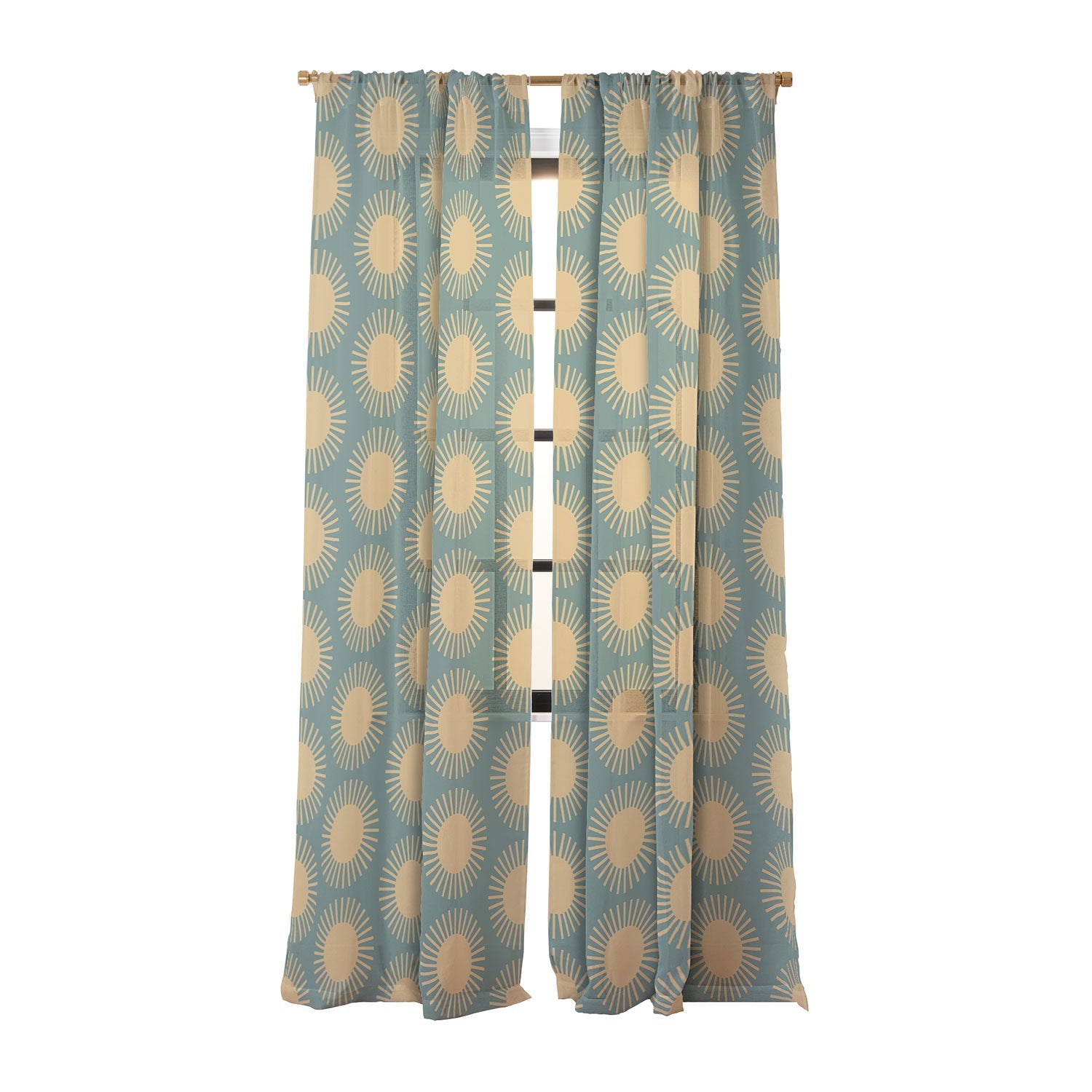 Colour Poems Cheerful Sun Pattern Sage Sheer Non Repeat