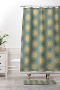 Colour Poems Cheerful Sun Pattern Sage Shower Curtain And Mat