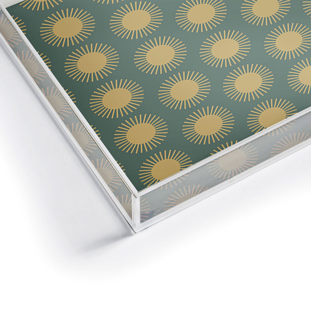 Colour Poems Cheerful Sun Pattern Sage Acrylic Tray