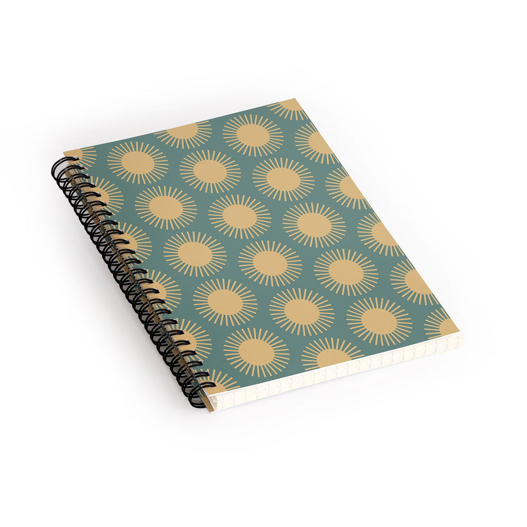Colour Poems Cheerful Sun Pattern Sage Spiral Notebook