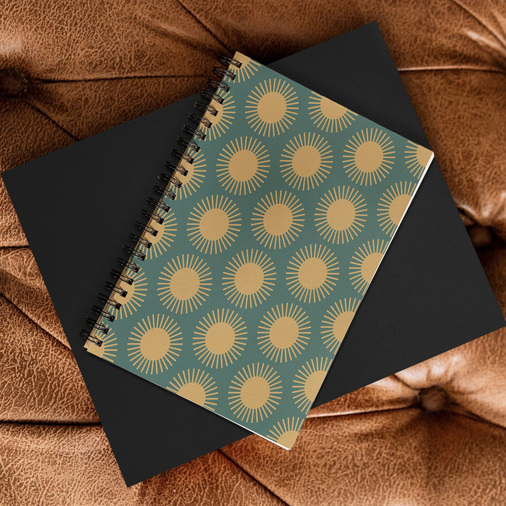 Colour Poems Cheerful Sun Pattern Sage Spiral Notebook