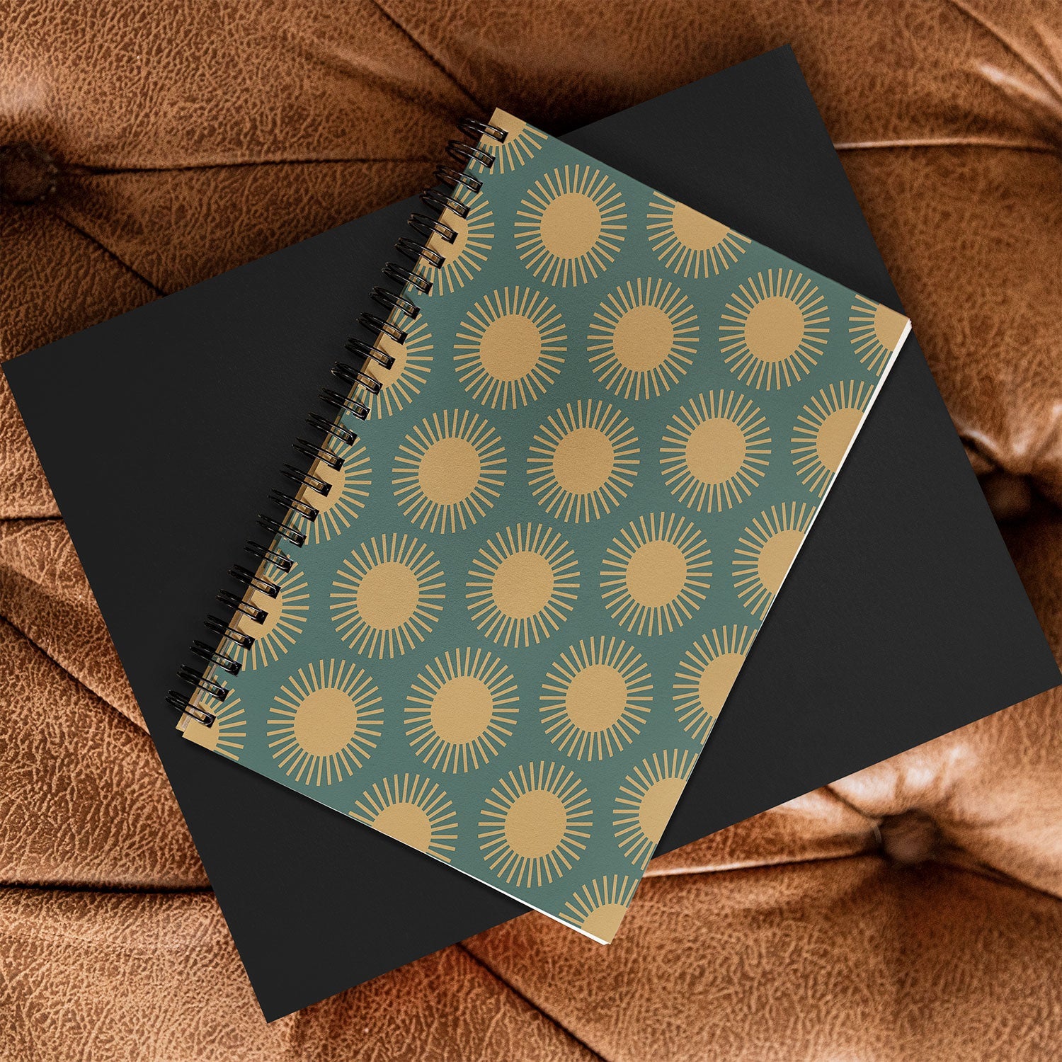 Colour Poems Cheerful Sun Pattern Sage Spiral Notebook
