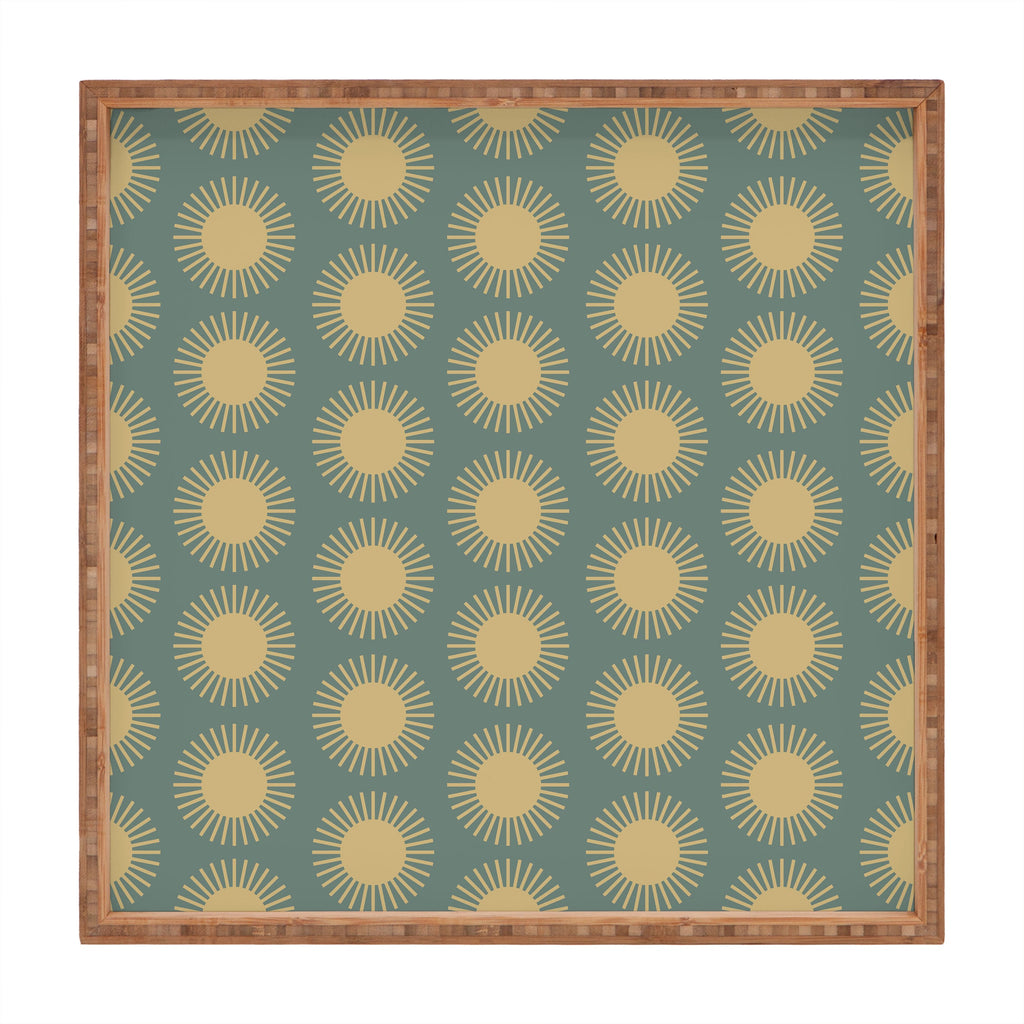 Colour Poems Cheerful Sun Pattern Sage Square Tray
