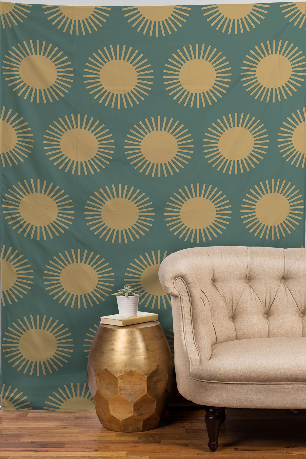 Colour Poems Cheerful Sun Pattern Sage Tapestry