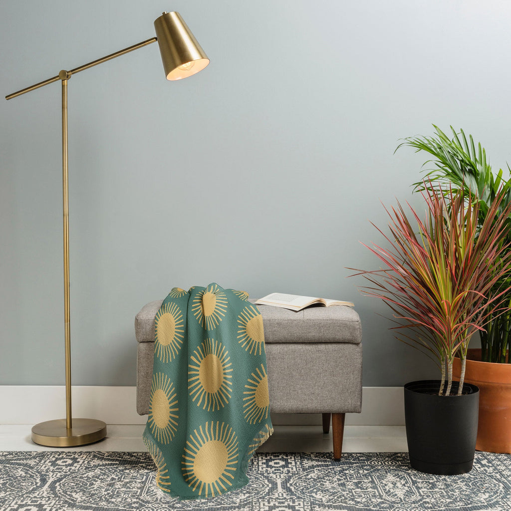 Colour Poems Cheerful Sun Pattern Sage Throw Blanket