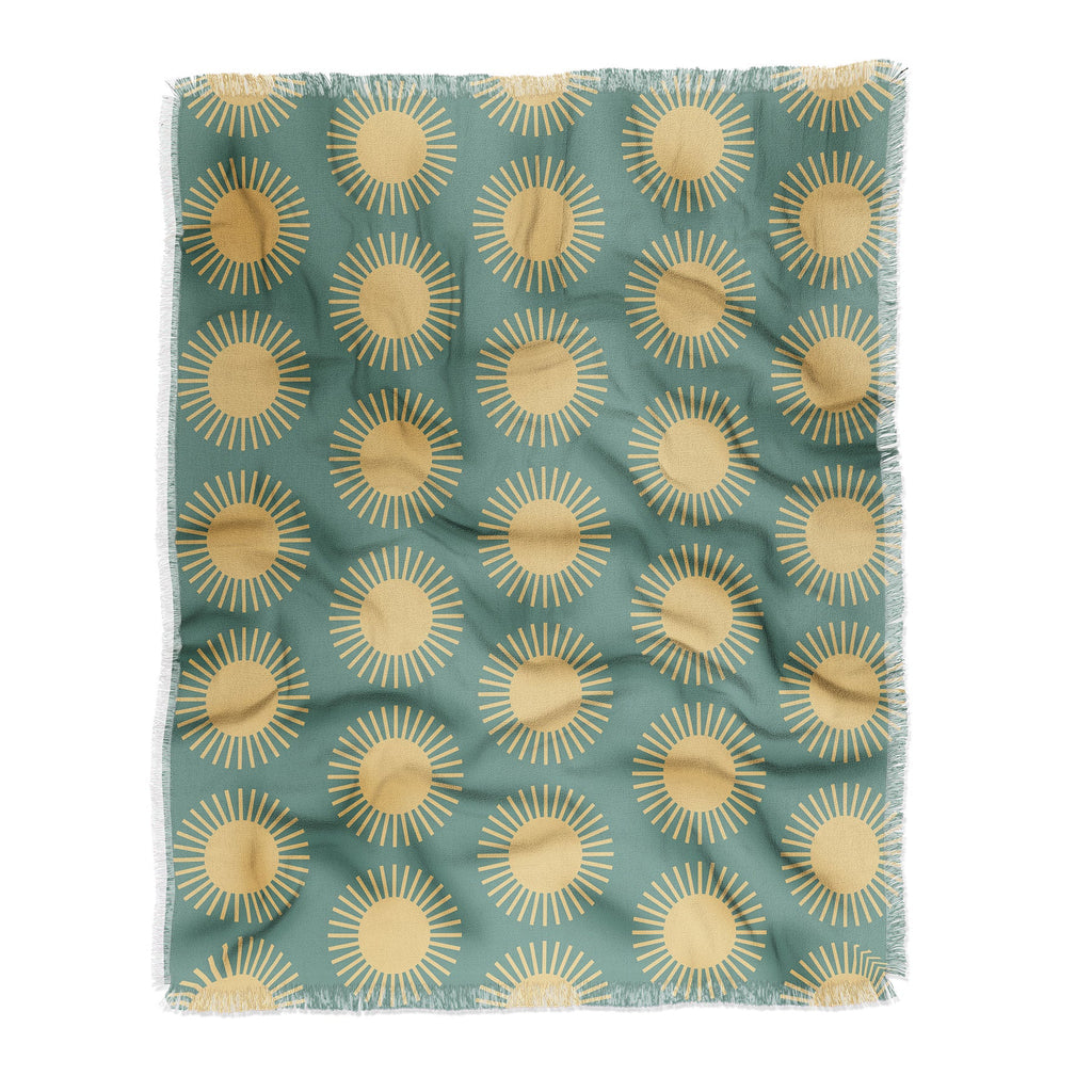 Colour Poems Cheerful Sun Pattern Sage Throw Blanket