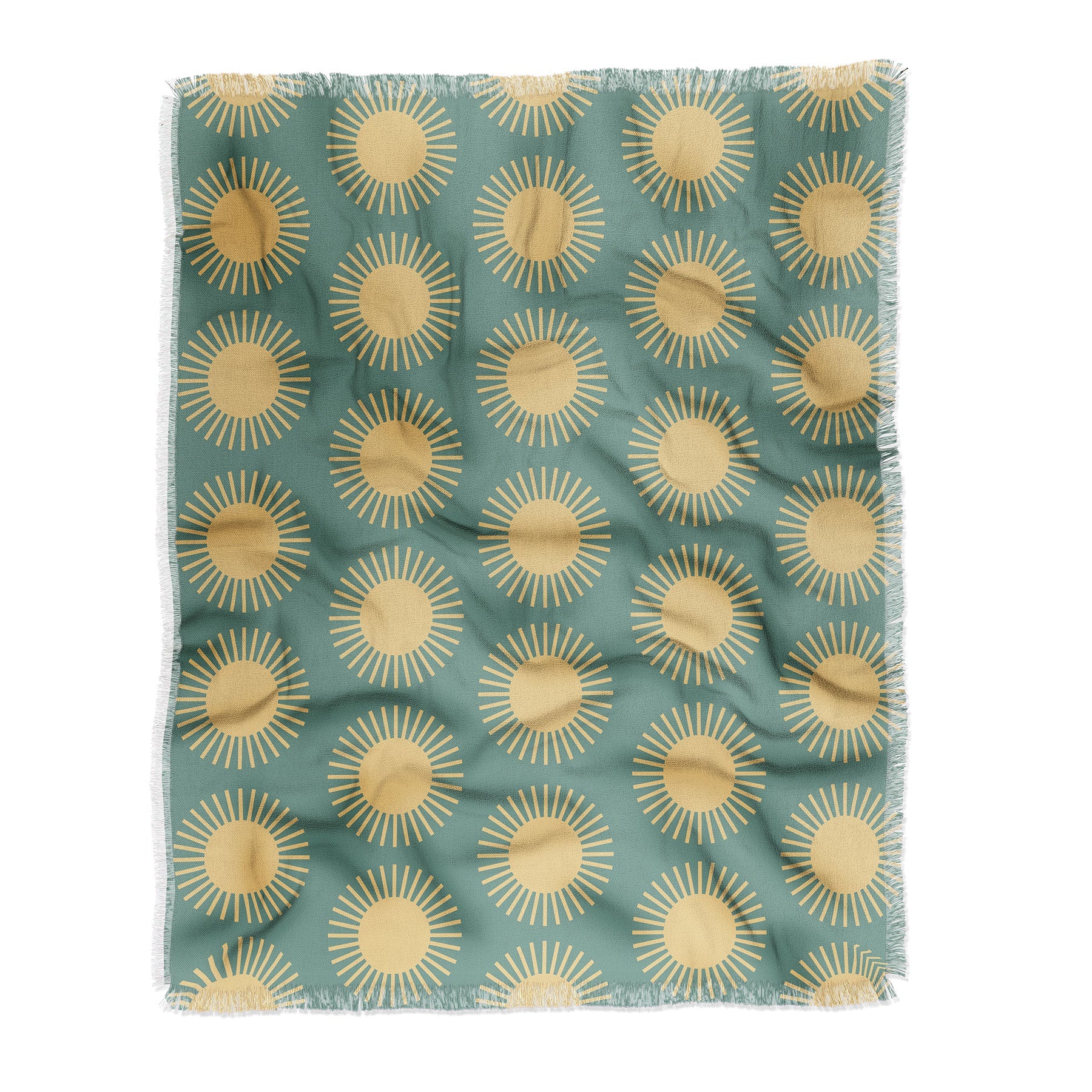 Colour Poems Cheerful Sun Pattern Sage Throw Blanket