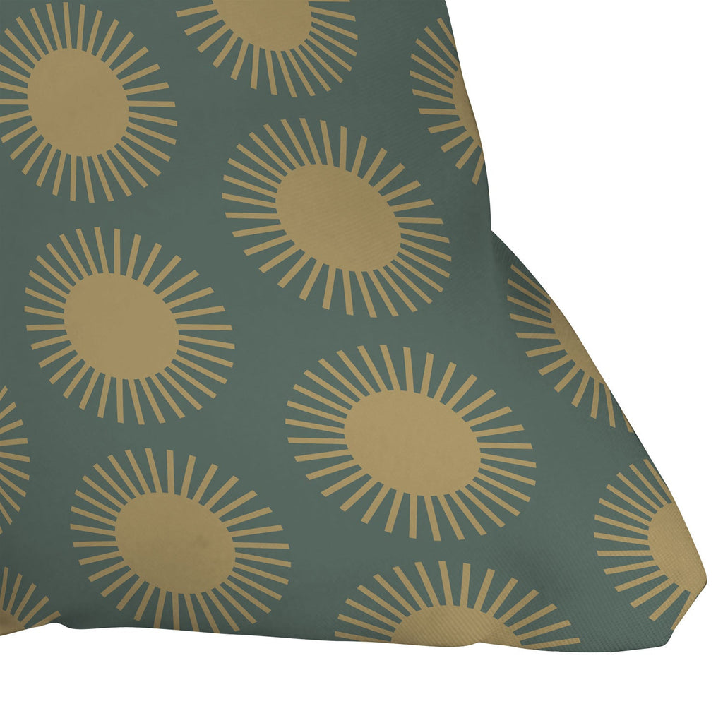 Colour Poems Cheerful Sun Pattern Sage Outdoor Throw Pillow
