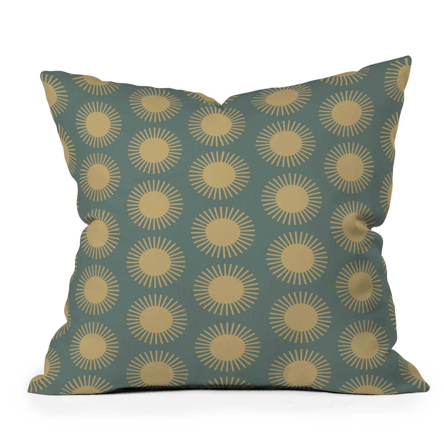 Colour Poems Cheerful Sun Pattern Sage Outdoor Throw Pillow