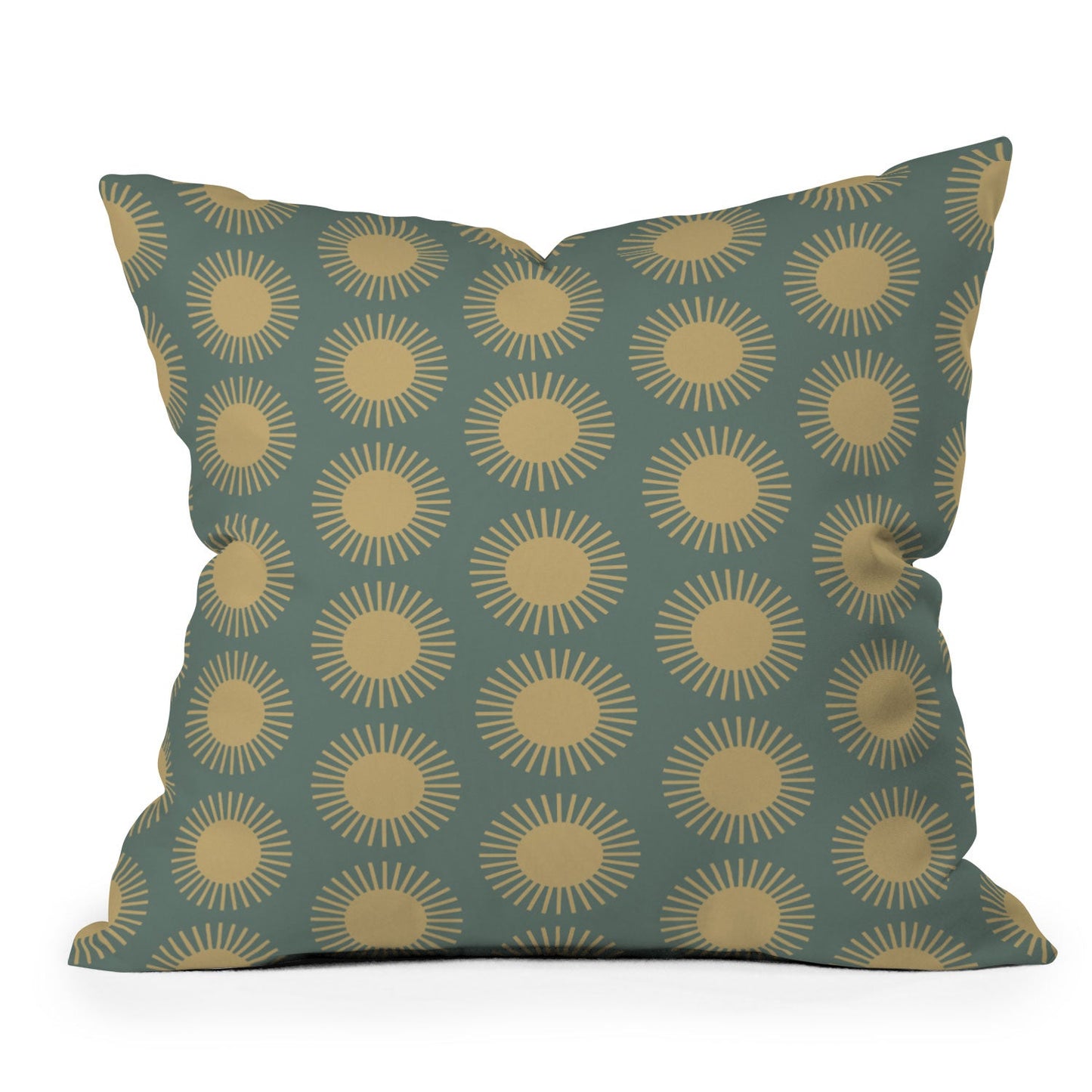 Colour Poems Cheerful Sun Pattern Sage Outdoor Throw Pillow