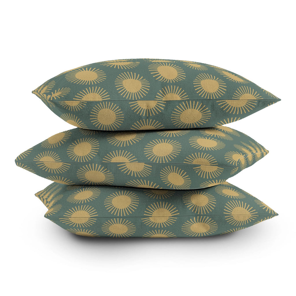 Colour Poems Cheerful Sun Pattern Sage Outdoor Throw Pillow