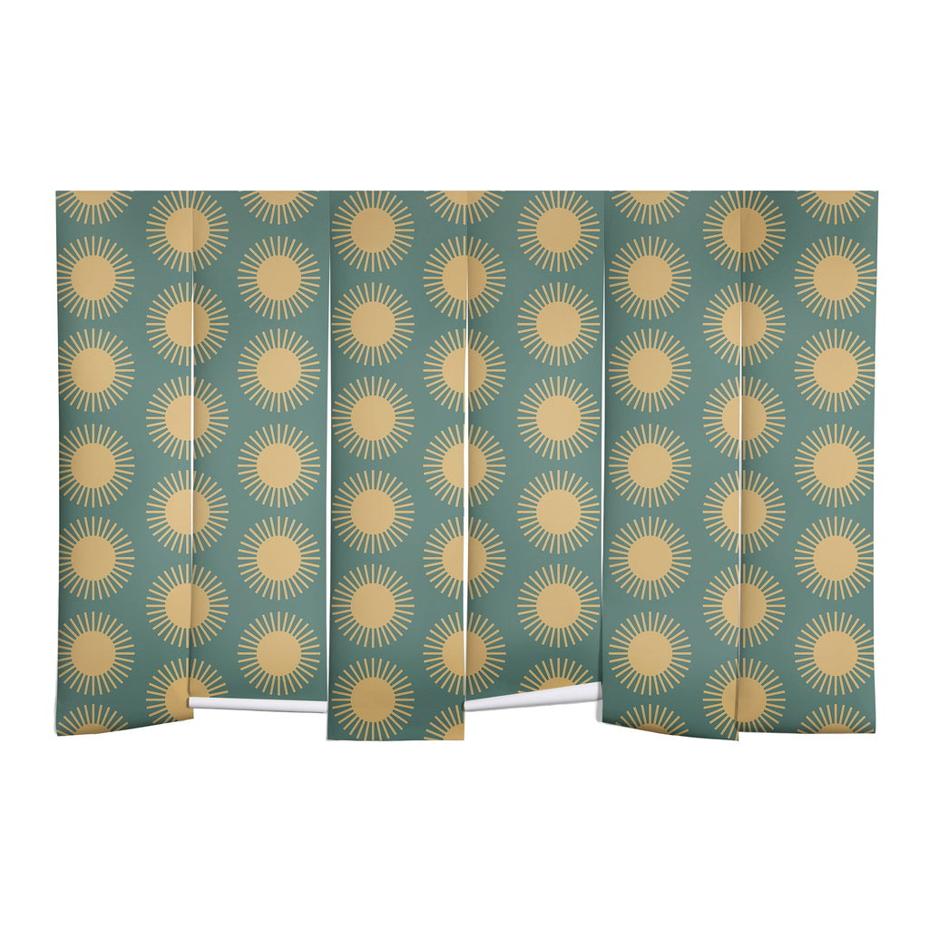 Colour Poems Cheerful Sun Pattern Sage Wall Mural