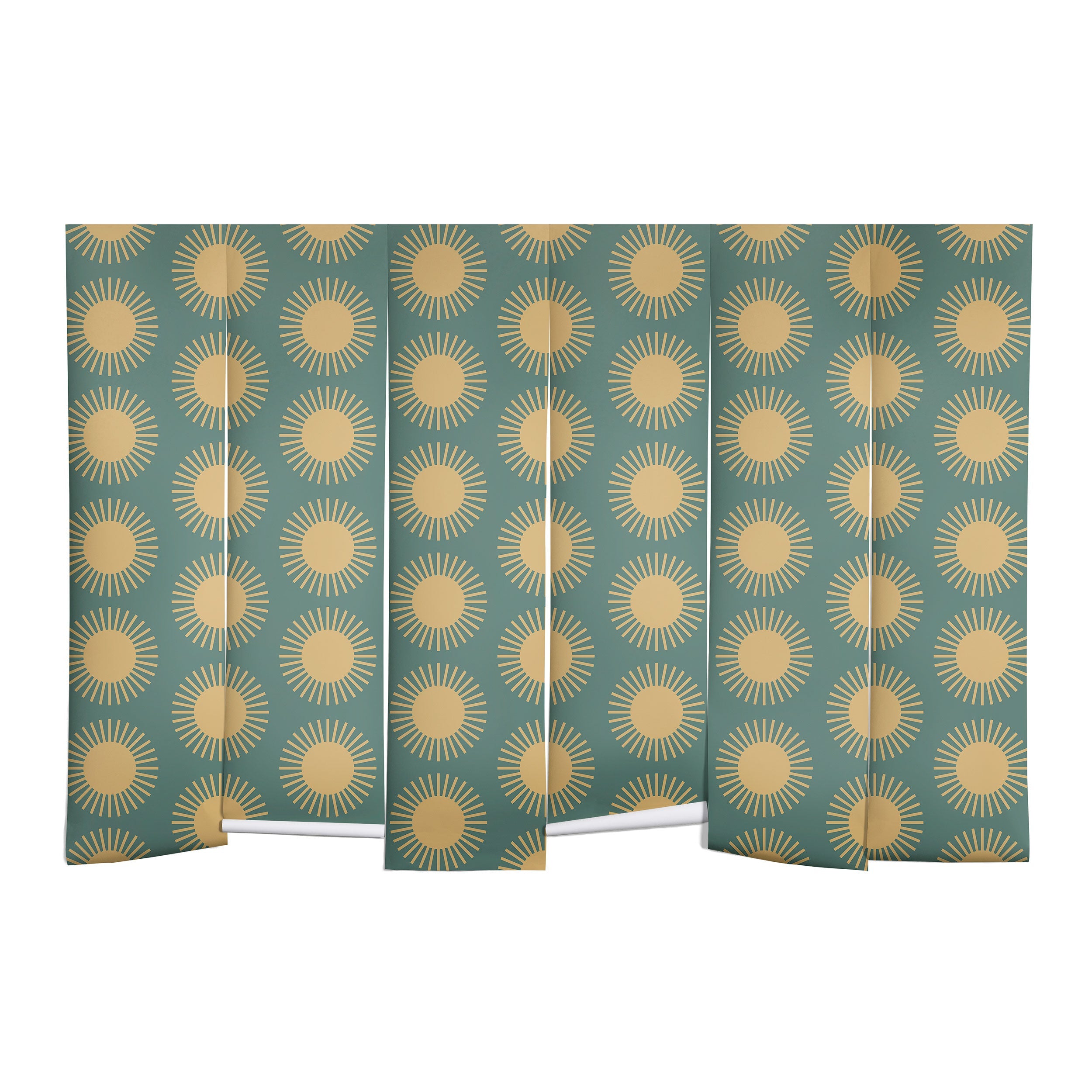 Colour Poems Cheerful Sun Pattern Sage Wall Mural