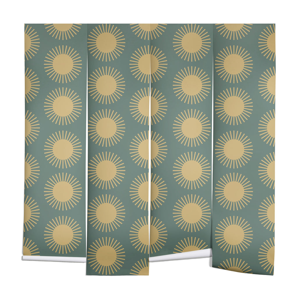 Colour Poems Cheerful Sun Pattern Sage Wall Mural