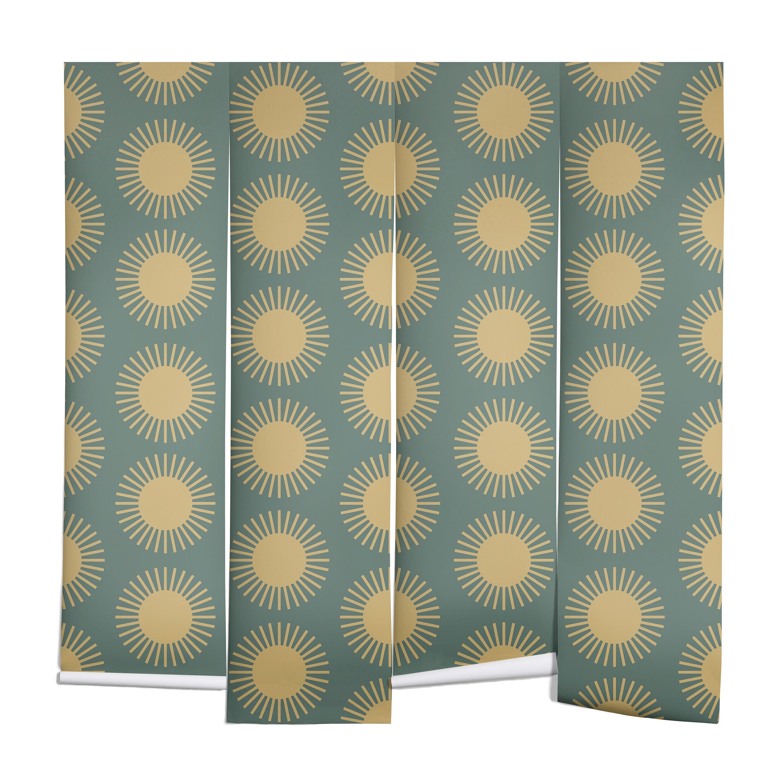Colour Poems Cheerful Sun Pattern Sage Wall Mural