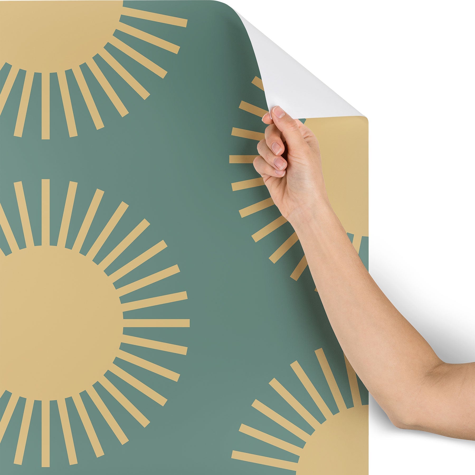 Colour Poems Cheerful Sun Pattern Sage Wallpaper