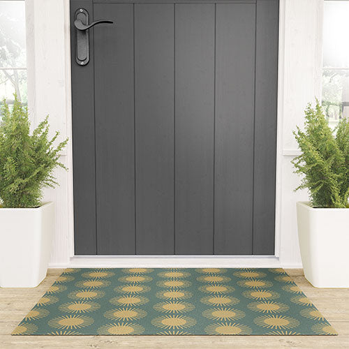 Colour Poems Cheerful Sun Pattern Sage Welcome Mat