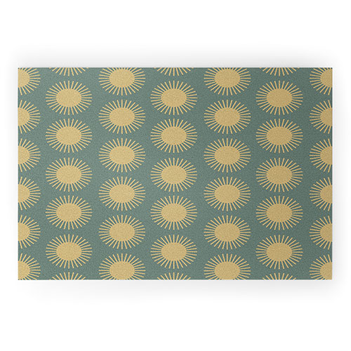 Colour Poems Cheerful Sun Pattern Sage Welcome Mat
