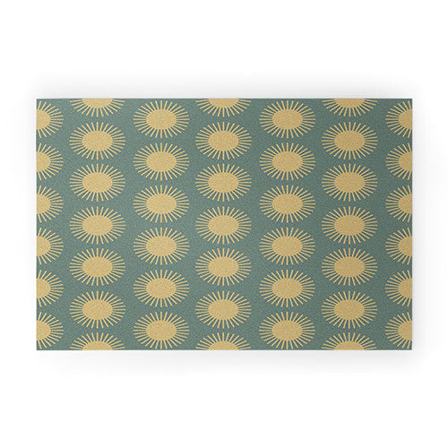 Colour Poems Cheerful Sun Pattern Sage Welcome Mat
