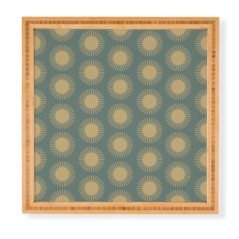 Colour Poems Cheerful Sun Pattern Sage Framed Wall Art