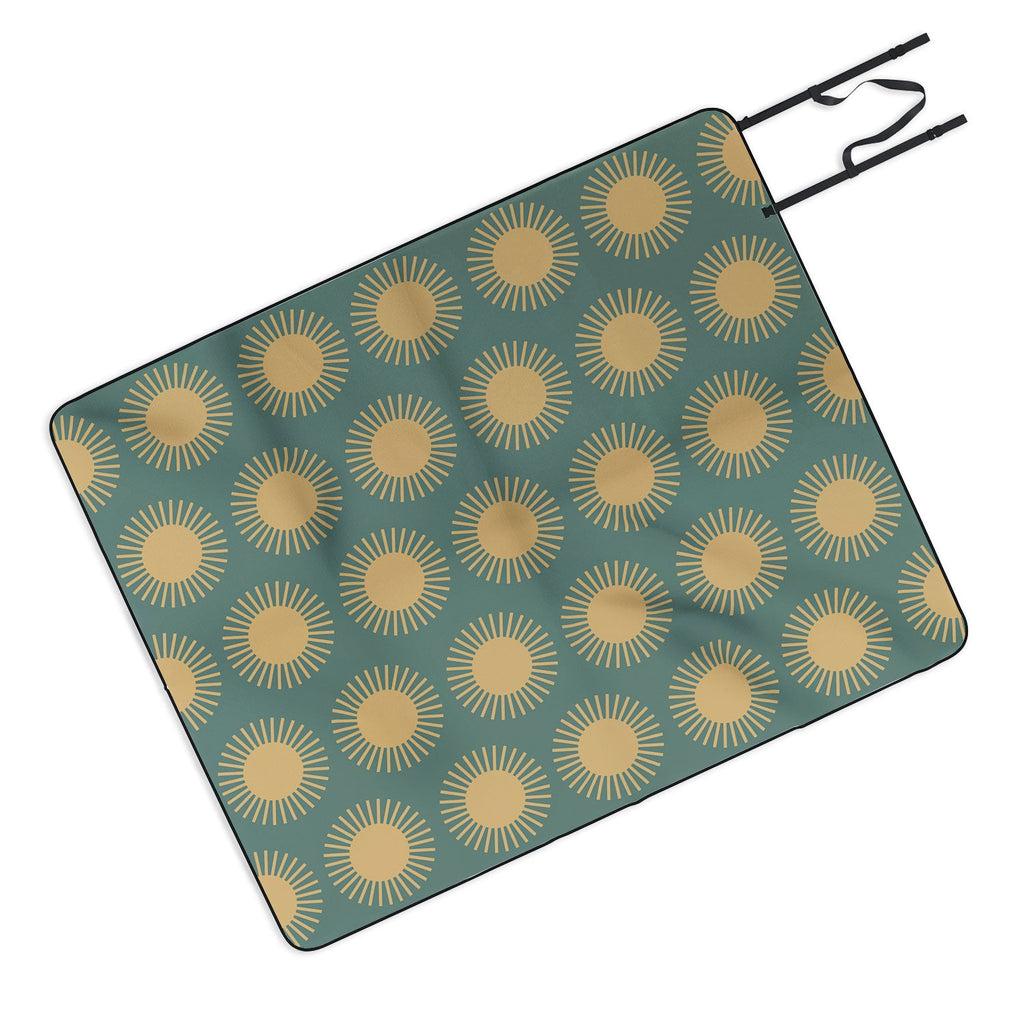 Colour Poems Cheerful Sun Pattern Sage Picnic Blanket