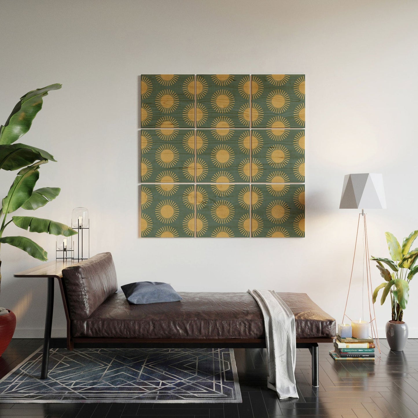 Colour Poems Cheerful Sun Pattern Sage Wood Wall Mural