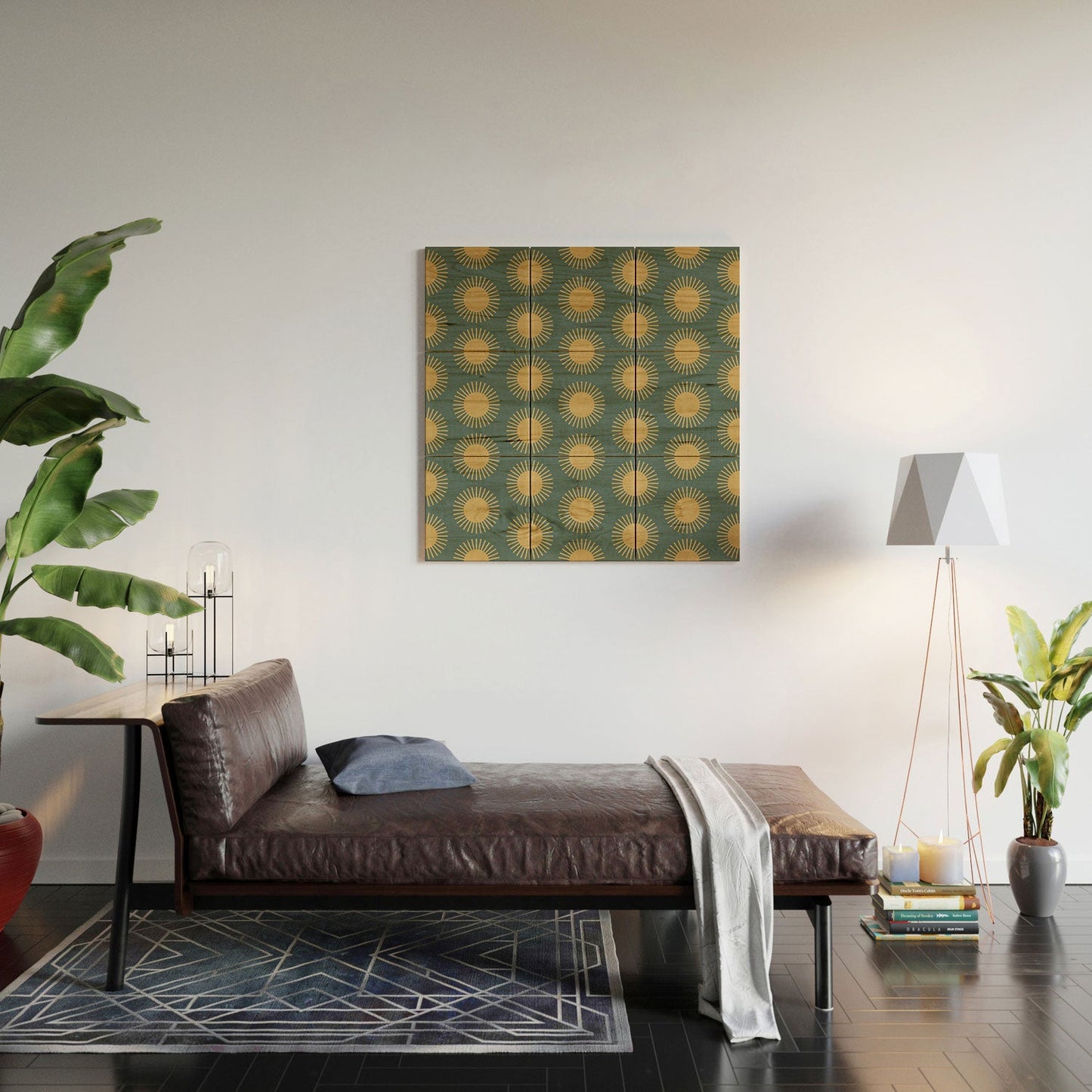 Colour Poems Cheerful Sun Pattern Sage Wood Wall Mural