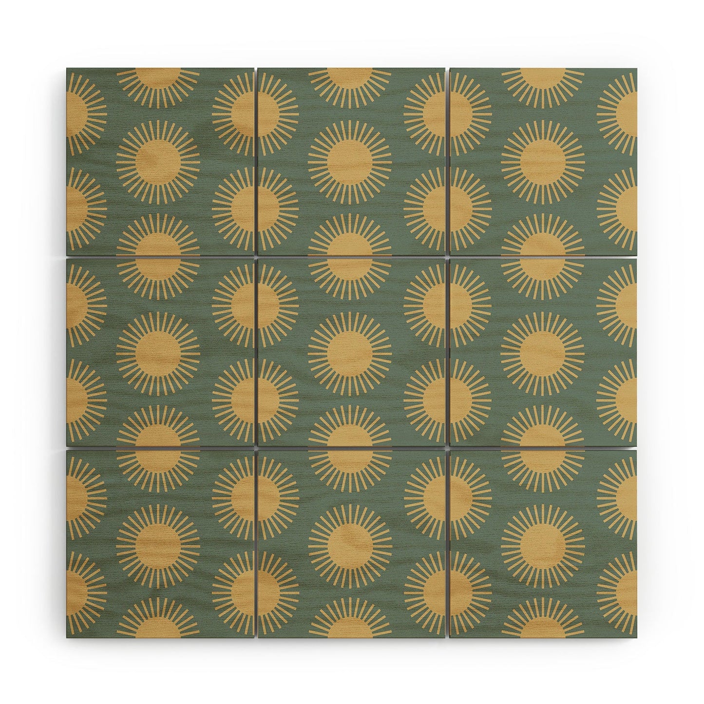 Colour Poems Cheerful Sun Pattern Sage Wood Wall Mural