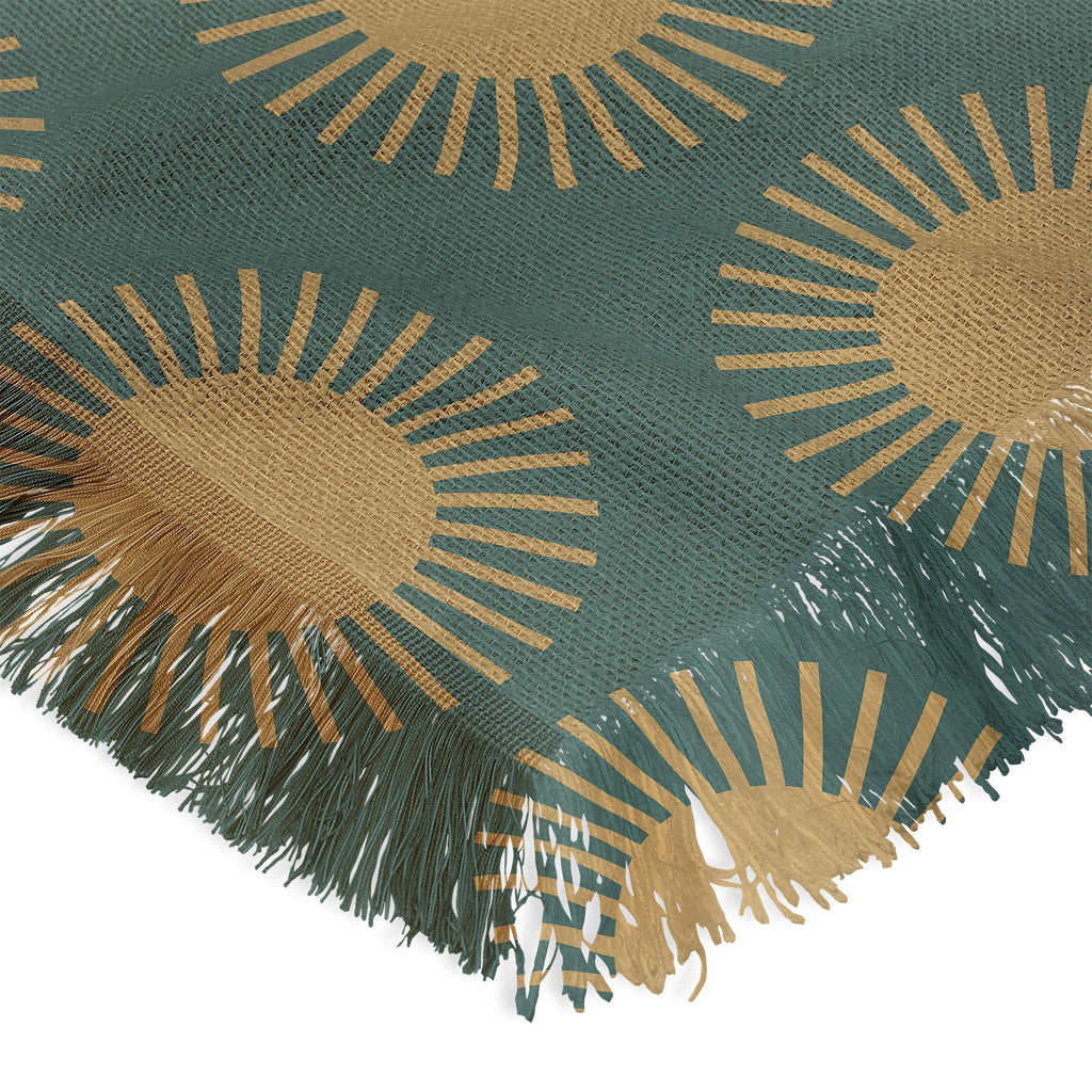 Colour Poems Cheerful Sun Pattern Sage Throw Blanket