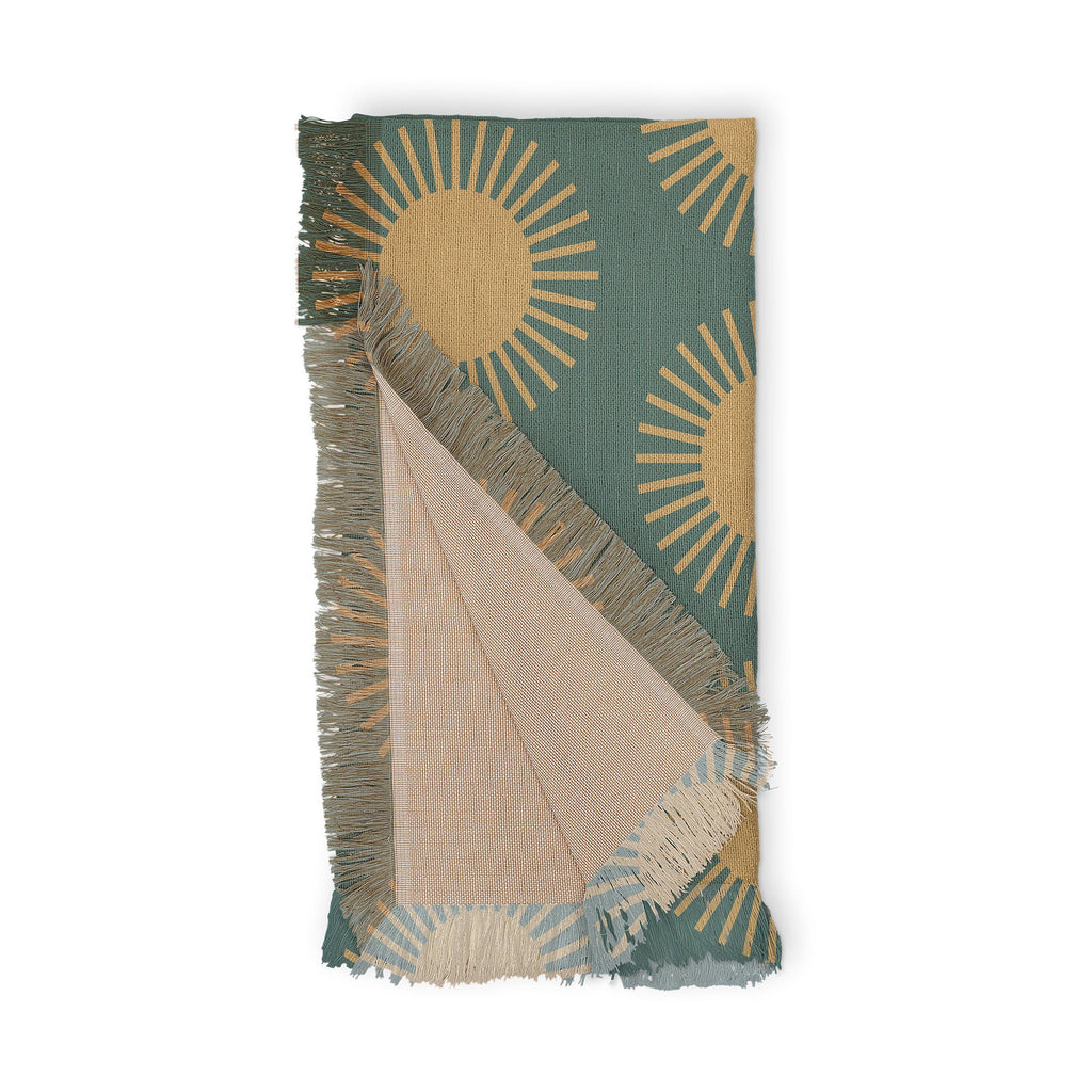 Colour Poems Cheerful Sun Pattern Sage Throw Blanket