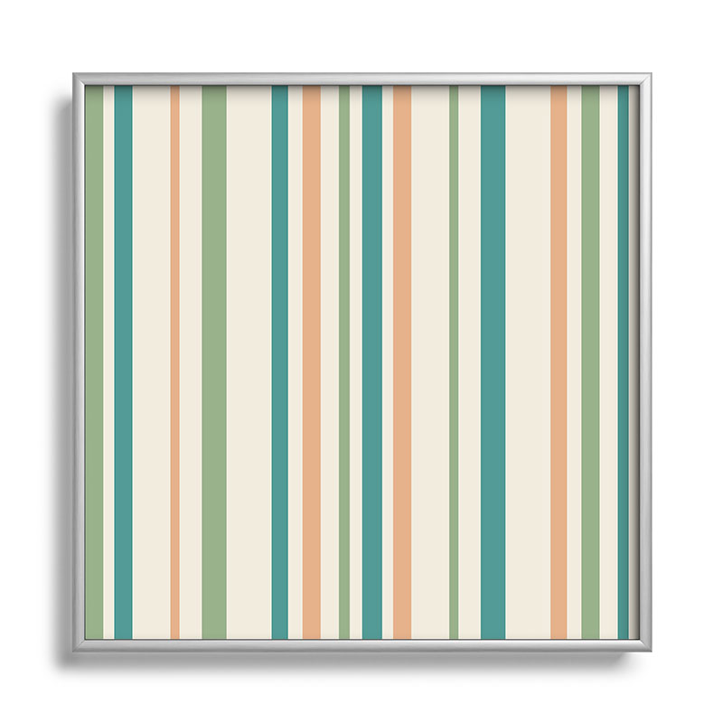 Colour Poems Classic Minimal Stripes II Square Metal Framed Art Print
