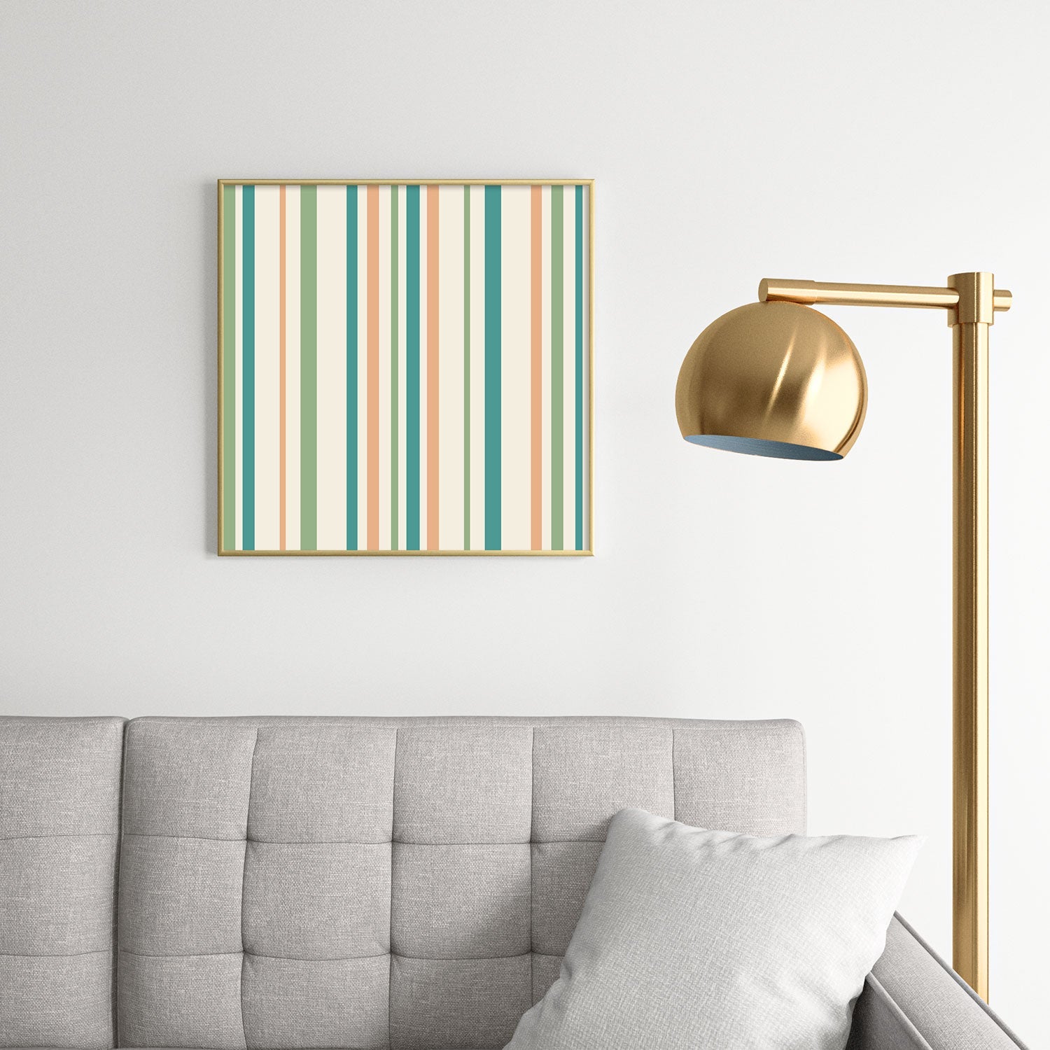 Colour Poems Classic Minimal Stripes II Square Metal Framed Art Print