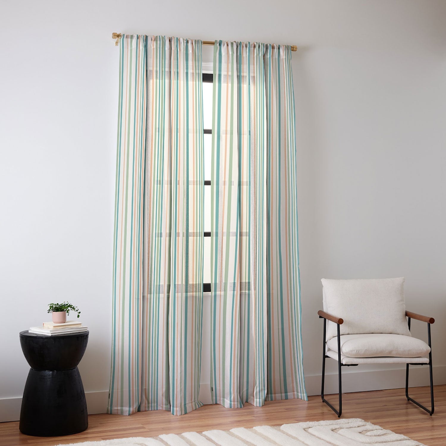 Colour Poems Classic Minimal Stripes II Sheer Window Curtain