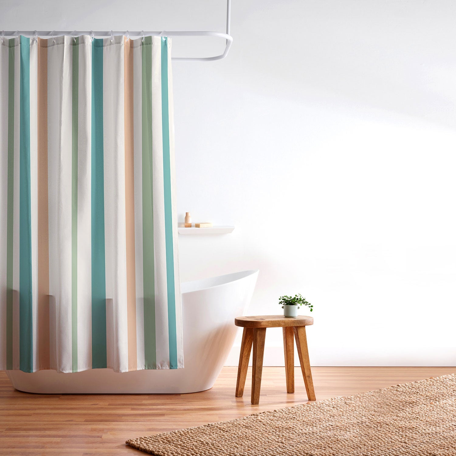 Colour Poems Classic Minimal Stripes II Shower Curtain