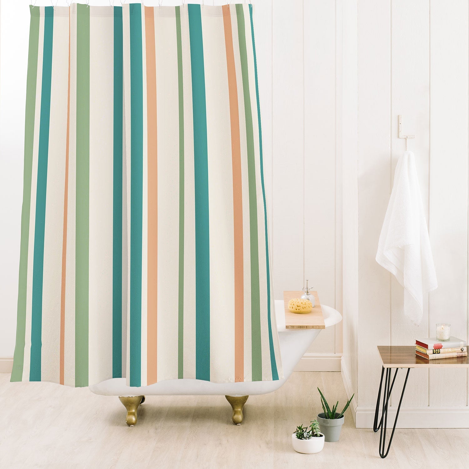 Colour Poems Classic Minimal Stripes II Shower Curtain