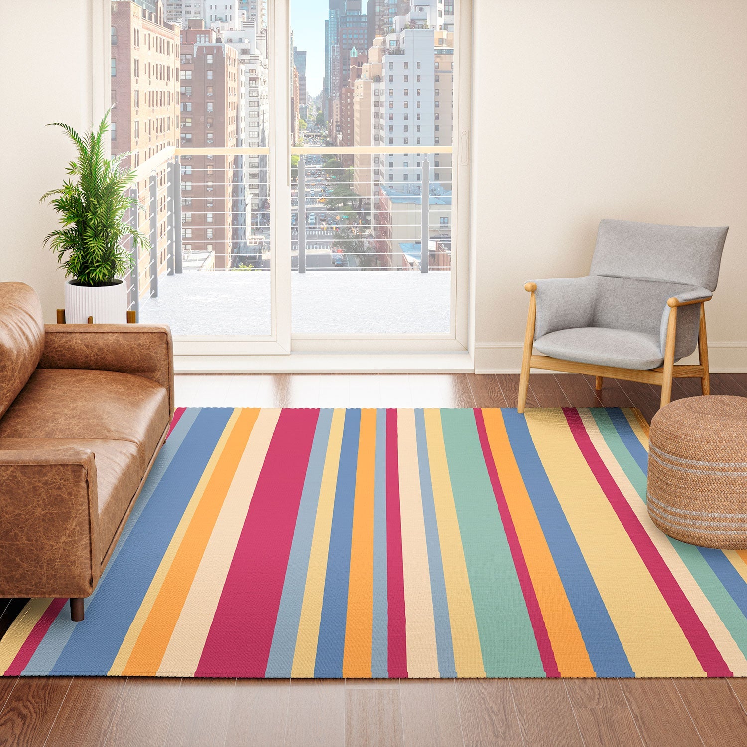 Colour Poems Classic Retro Stripes I Area Rug