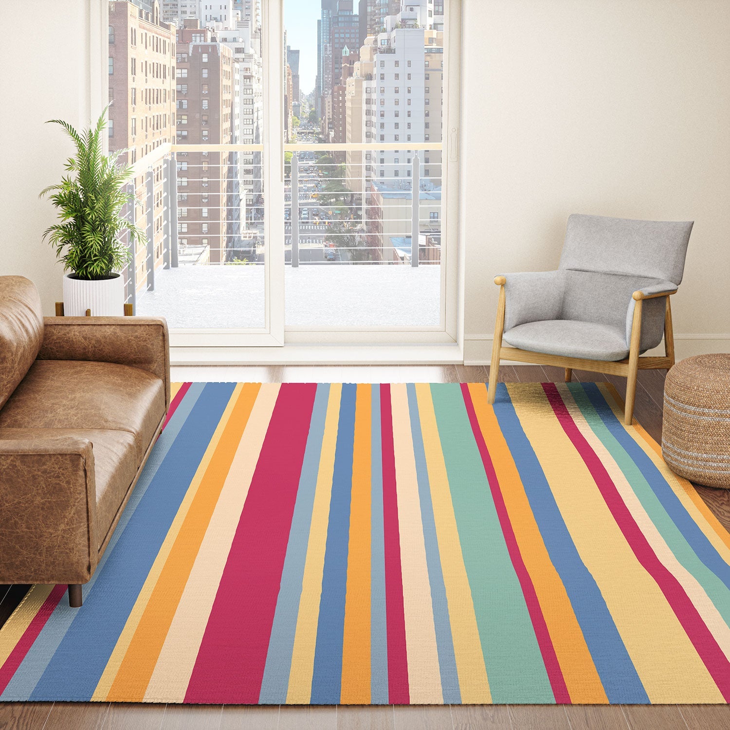 Colour Poems Classic Retro Stripes I Area Rug