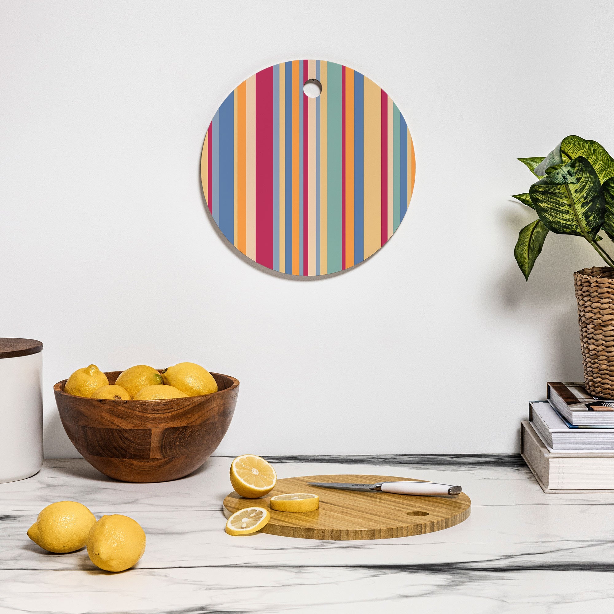 Colour Poems Classic Retro Stripes I Cutting Board Round