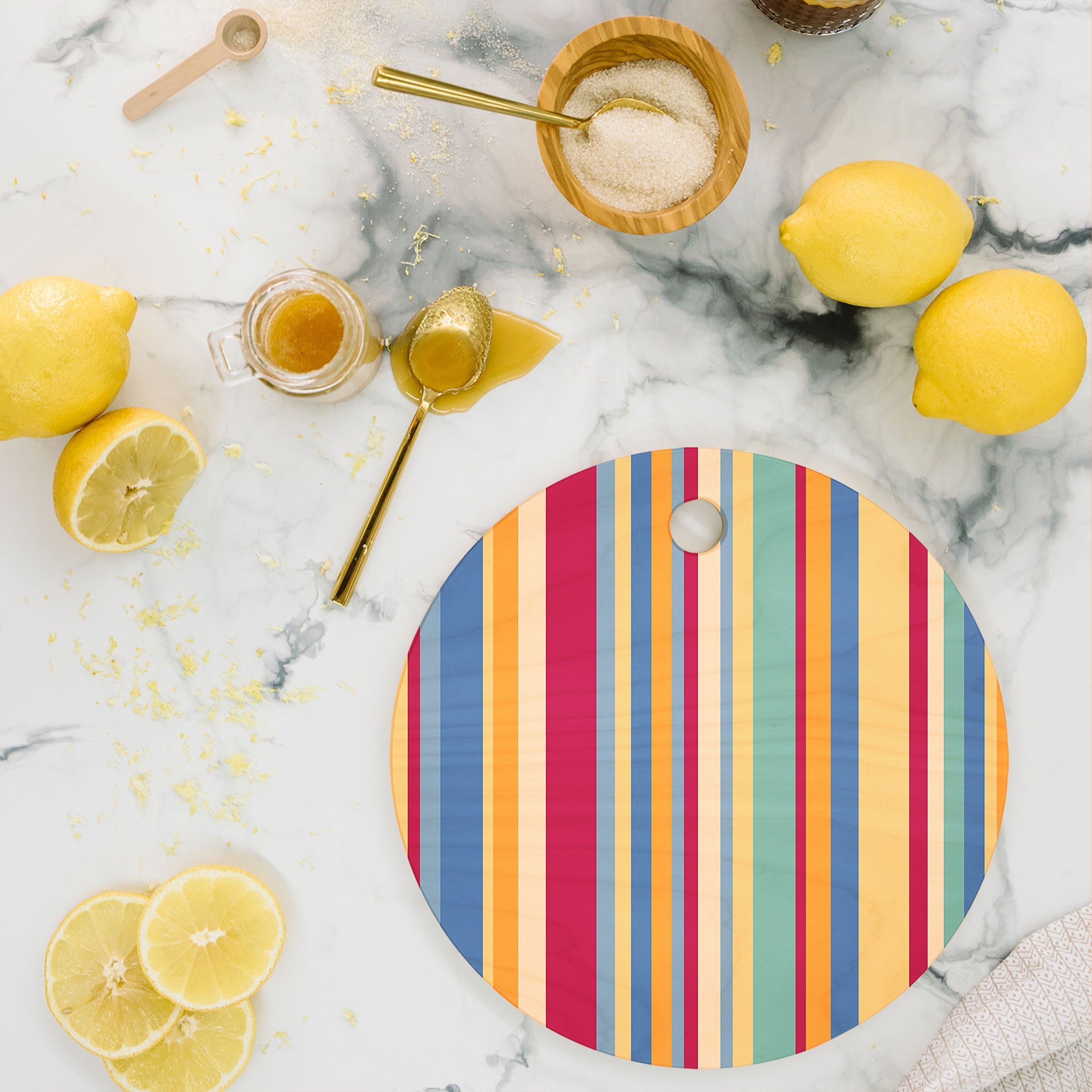 Colour Poems Classic Retro Stripes I Cutting Board Round