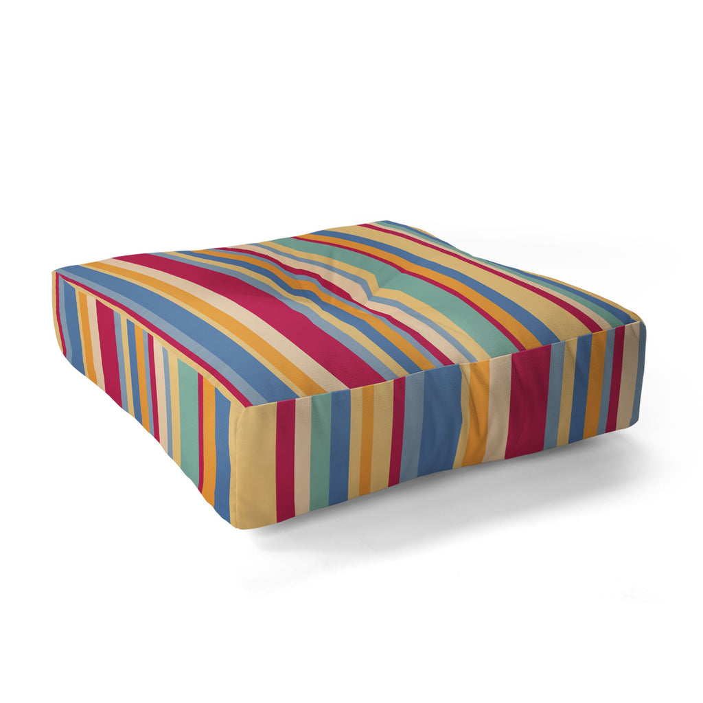 Colour Poems Classic Retro Stripes I Floor Pillow Square