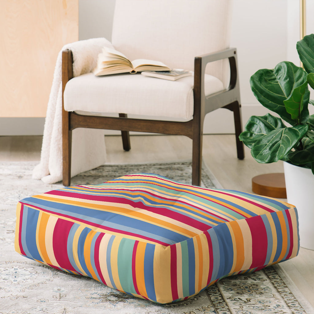Colour Poems Classic Retro Stripes I Floor Pillow Square
