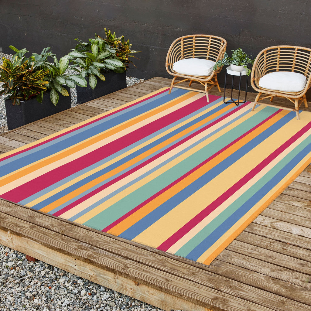Colour Poems Classic Retro Stripes I Outdoor Rug