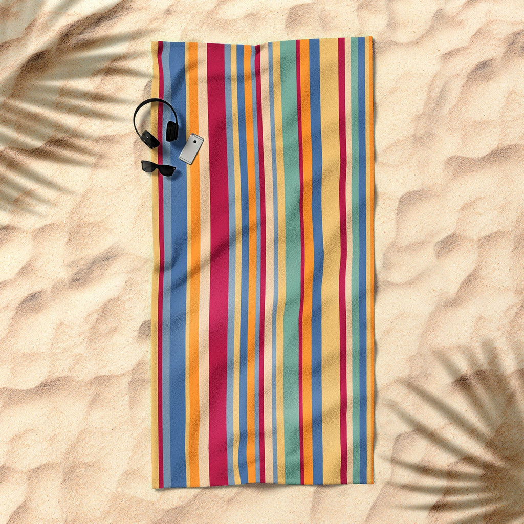 Colour Poems Classic Retro Stripes I Beach Towel