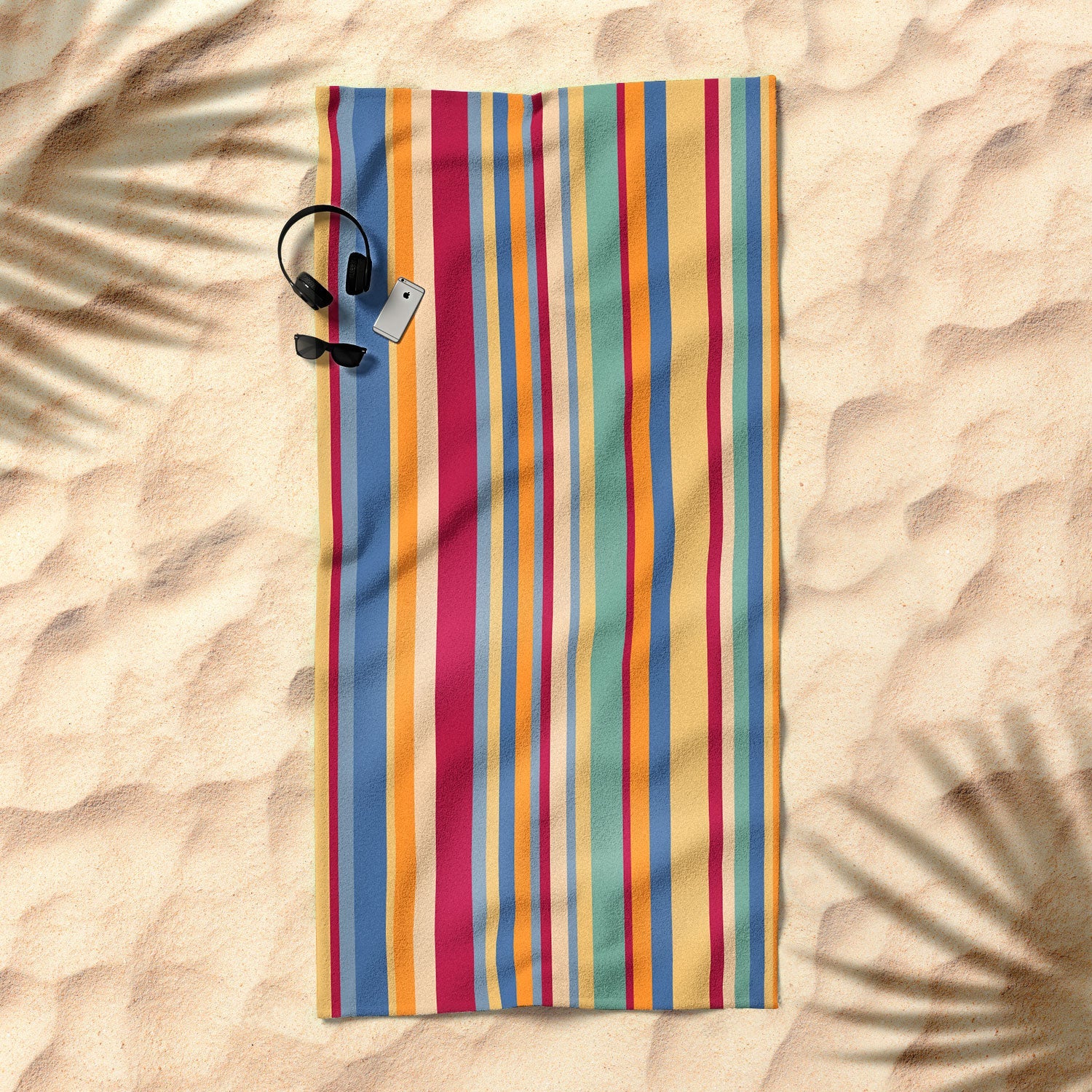Colour Poems Classic Retro Stripes I Beach Towel
